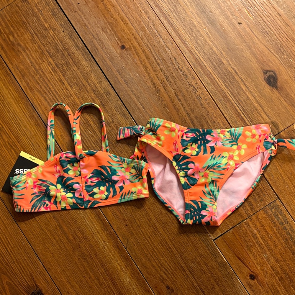 art class Orange Floral Tropical Girls' Two-Piece Bikini